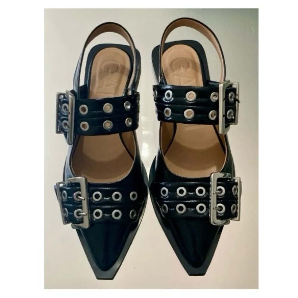 GANNI š¤ Chunky Buckle Slingback Ballerina Flats - Picture 10 of 16